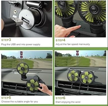 Ventilador doble portátil para carro 12V